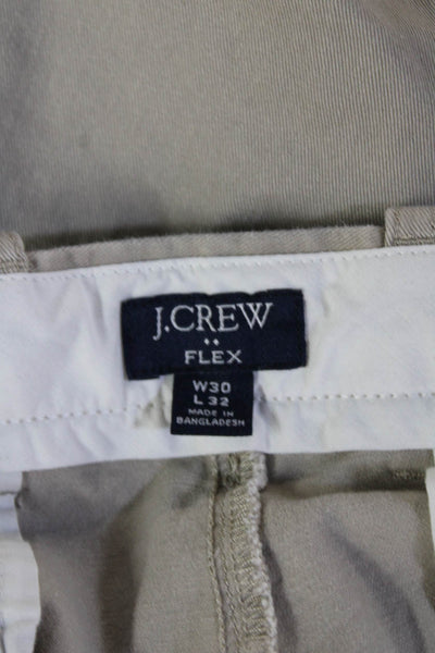 J Crew Mens Mjid Rise Flex Slim Leg Khaki Pants Beige Cotton Size 30X32