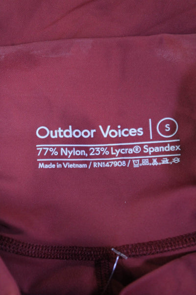 Outdoor Voices Womens Textured Lined Spandex Leggings Red Size S