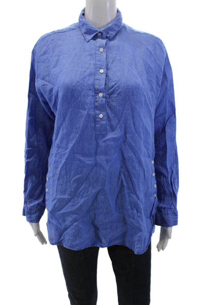 J. Mclaughlin Women's Long Sleeves Button Down Shirt Blue Size M
