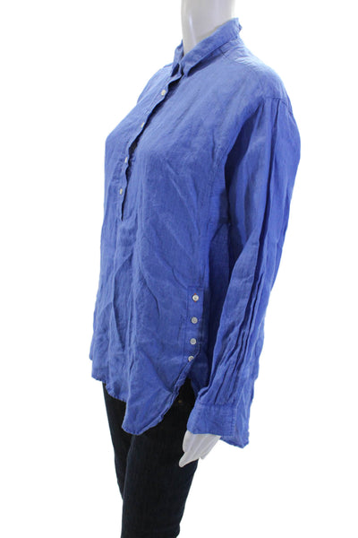 J. Mclaughlin Women's Long Sleeves Button Down Shirt Blue Size M