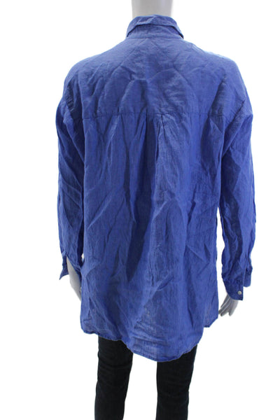 J. Mclaughlin Women's Long Sleeves Button Down Shirt Blue Size M