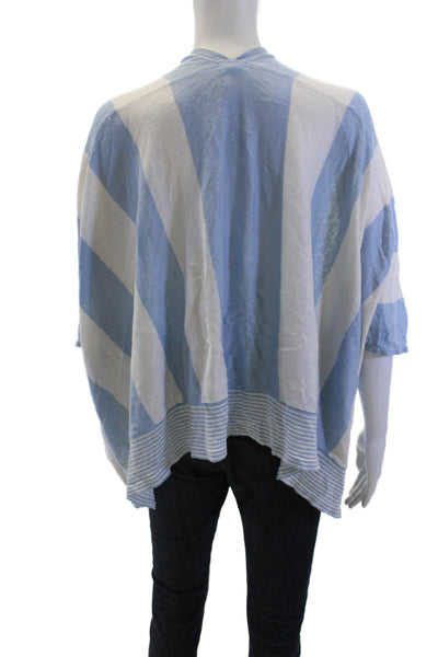 J. Mclaughlin Women Short Sleeves Open Front Cardigan Sweater Striped One Size