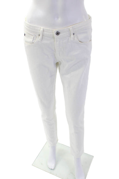 AG Adriano Goldschmied Womens White Skinny Ankle Jeans Low Rise Size 27