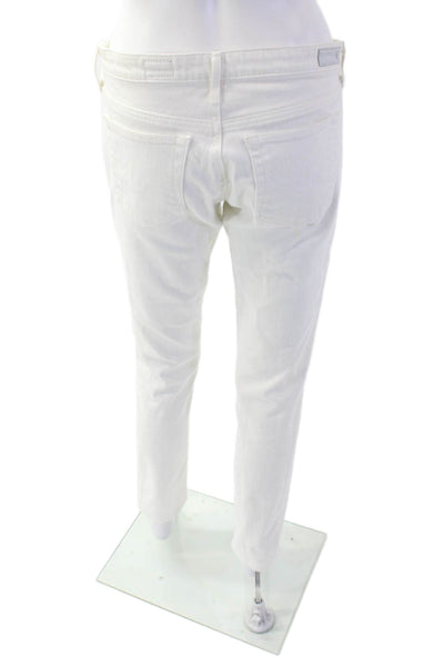 AG Adriano Goldschmied Womens White Skinny Ankle Jeans Low Rise Size 27
