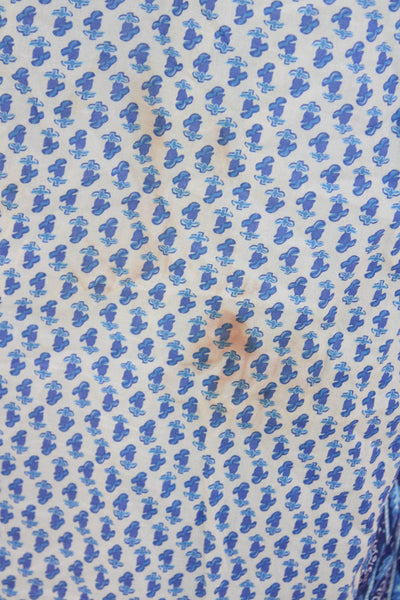 Figue Womens Cotton Floral Print Long Sleeve Pom Pom Detail Dress Blue Size XS