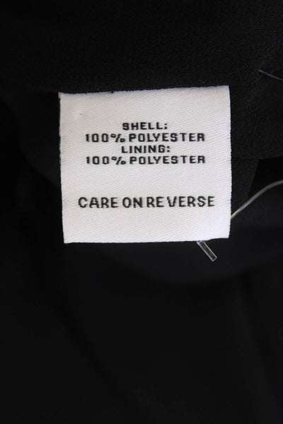 Calvin Klein Womens Chiffon Long Puff Sleeve Bow Collar Blouse Black Size M