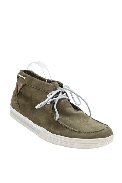 Calvin Klein Mens Nubuck Leather Lace Up Chukka Boots Olive Size 12