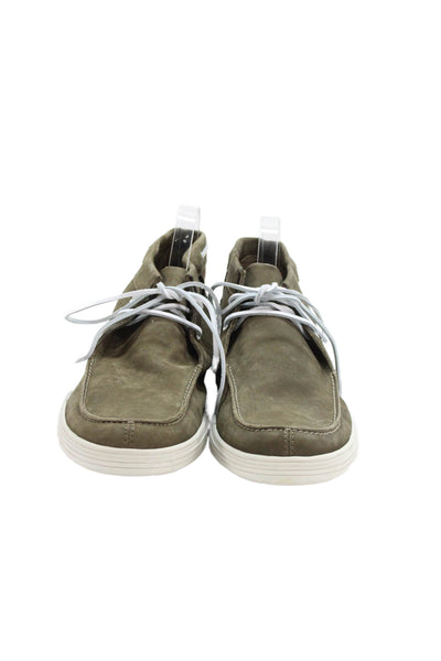 Calvin Klein Mens Nubuck Leather Lace Up Chukka Boots Olive Size 12