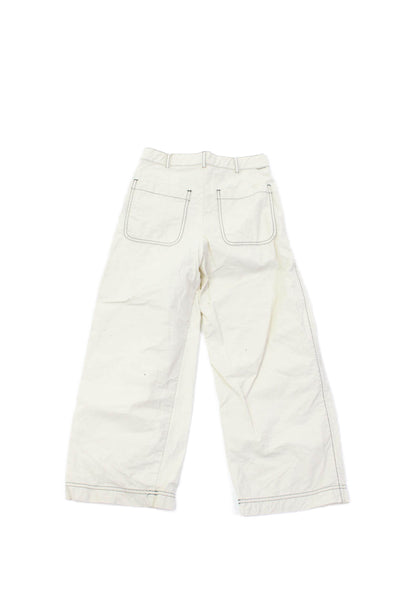 Zara Girls Zip Button Wide Leg Lined Casual Pants Cream Size 08