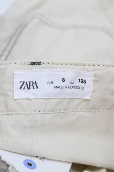 Zara Girls Zip Button Wide Leg Lined Casual Pants Cream Size 08
