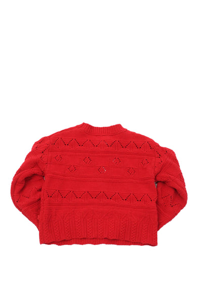 Zara Girls Knitted Textured Long Sleeve Sweater Red Size 8-9Y