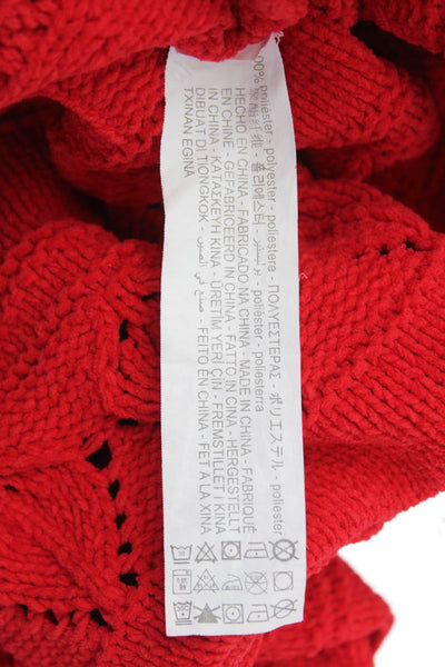 Zara Girls Knitted Textured Long Sleeve Sweater Red Size 8-9Y