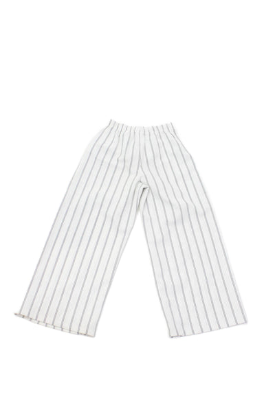 Zara Girls Elastic Waistband Striped Wide Leg Pants White Size 08