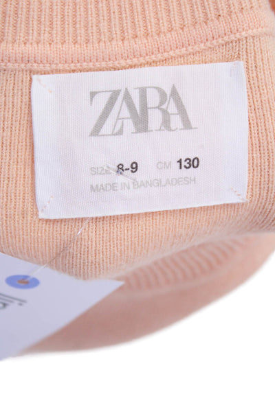 Zara Girls Short Sleeve Round Neck Knit Top Orange Size 8-9