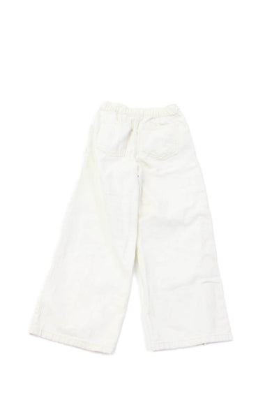 Zara Girls Cotton Zip Button Wide Leg Pants Cream Size 08