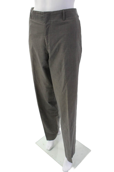 Paul Smith Womens Textured Lined Zip Straight Leg Pants Brown Size EUR 36
