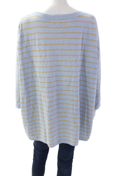 Lilly Pulitzer Womens Striped Cobo Sweater Heather Crew Blue Gold Size Medium