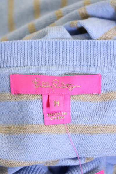 Lilly Pulitzer Womens Striped Cobo Sweater Heather Crew Blue Gold Size Medium