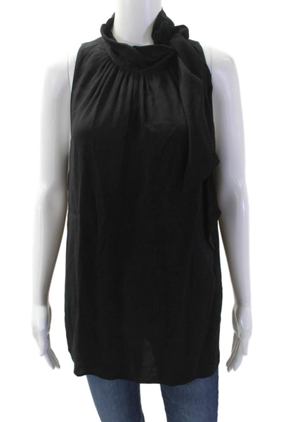 Ann Taylor Womens Scoop Neck Sleeveless Tank Blouse Black Size M