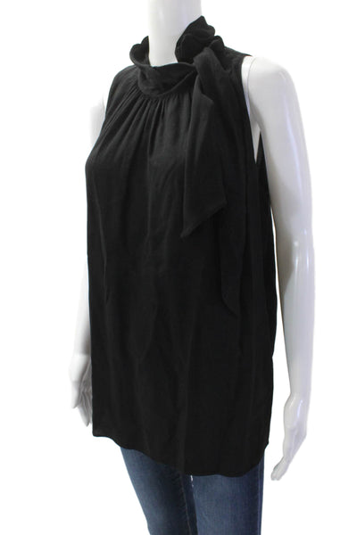 Ann Taylor Womens Scoop Neck Sleeveless Tank Blouse Black Size M