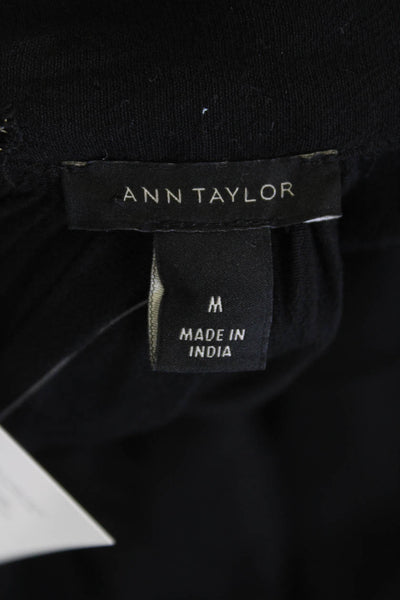 Ann Taylor Womens Scoop Neck Sleeveless Tank Blouse Black Size M