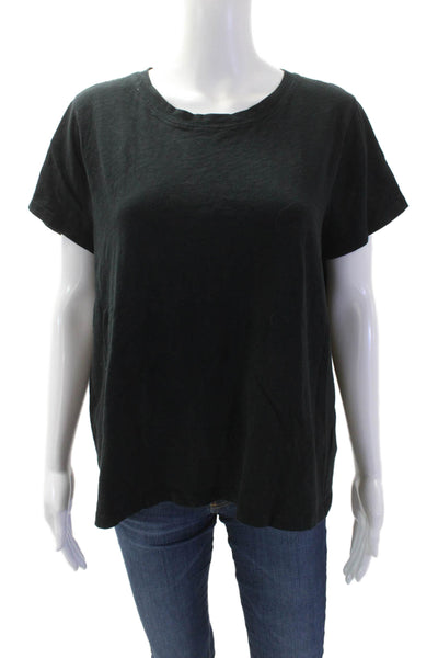 J Crew Womens Short Sleeve Round Neck Casual T-shirt Black Size XL