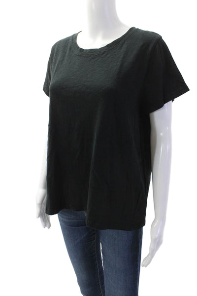 J Crew Womens Short Sleeve Round Neck Casual T-shirt Black Size XL