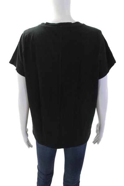 J Crew Womens Short Sleeve Round Neck Casual T-shirt Black Size XL