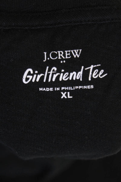 J Crew Womens Short Sleeve Round Neck Casual T-shirt Black Size XL