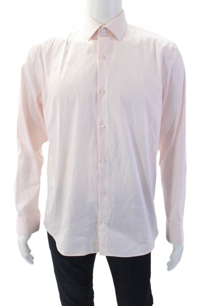 Calvin Klein Mens Long Sleeve Button Up Collar Shirt Pink Size M