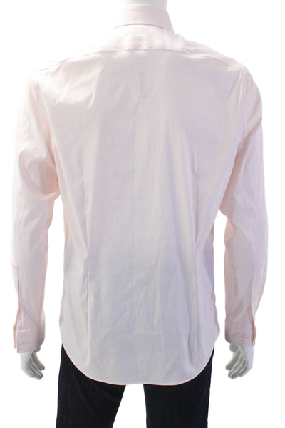 Calvin Klein Mens Long Sleeve Button Up Collar Shirt Pink Size M