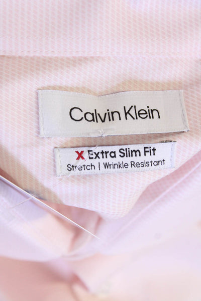 Calvin Klein Mens Long Sleeve Button Up Collar Shirt Pink Size M