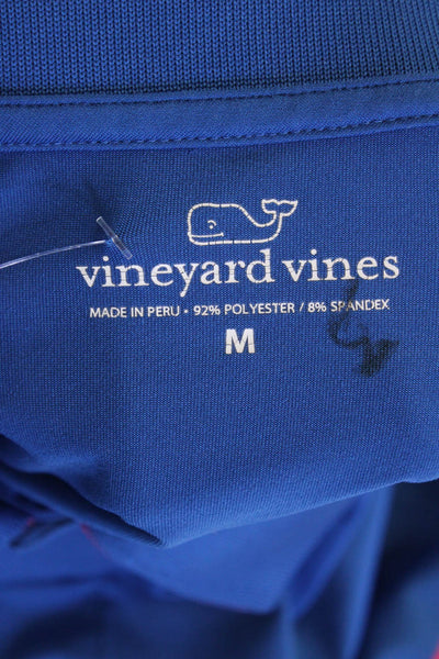 Vineyard Vines Mens Short Sleeve V-neck Stripe Polo Top Blue Size M
