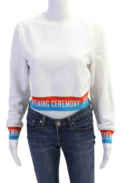 Opening Ceremony Womens Cotton Crew Neck Sweatshirt Top White Size S