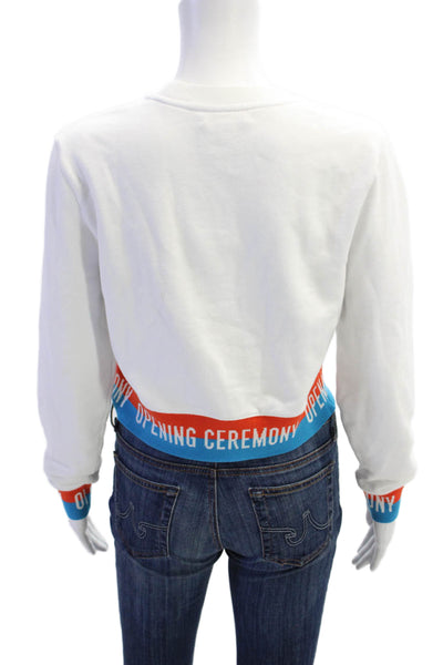 Opening Ceremony Womens Cotton Crew Neck Sweatshirt Top White Size S