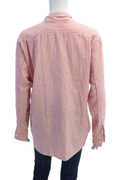 Kimberly Taylor Womens Striped Long Sleeve Button Up Blouse Top Pink Size L