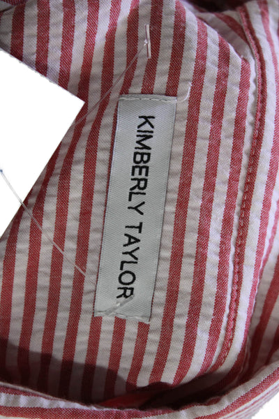 Kimberly Taylor Womens Striped Long Sleeve Button Up Blouse Top Pink Size L
