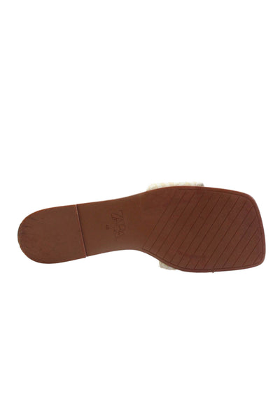 Zara Womens Geometric Print Slide On Sandals Flats Beige Size 40 10