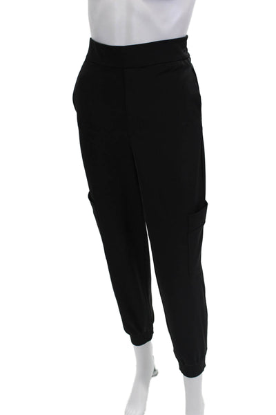 Zara Women's Elastic Waist Tapered Leg Cargo Jogger Pants Black Size XS
