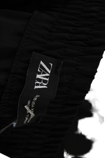 Zara Women's Elastic Waist Tapered Leg Cargo Jogger Pants Black Size XS