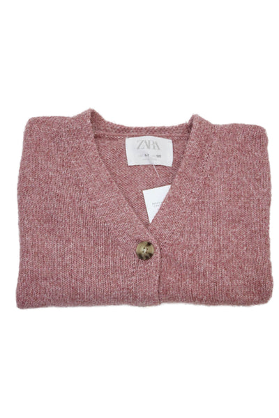 Zara Girls Long Sleeve Button Up Cardigan Sweater Pink Size 6-7Y