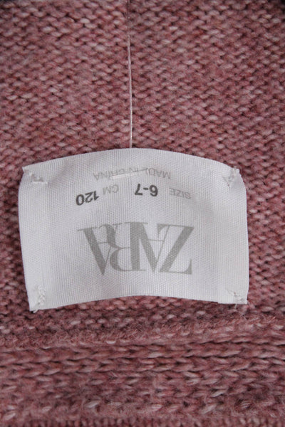 Zara Girls Long Sleeve Button Up Cardigan Sweater Pink Size 6-7Y