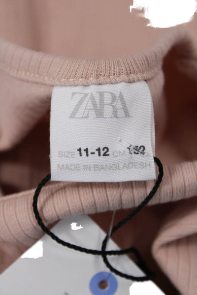 Zara Girls Long Sleeve Round Neck Knit Casual Top Pink Size 11-12Y