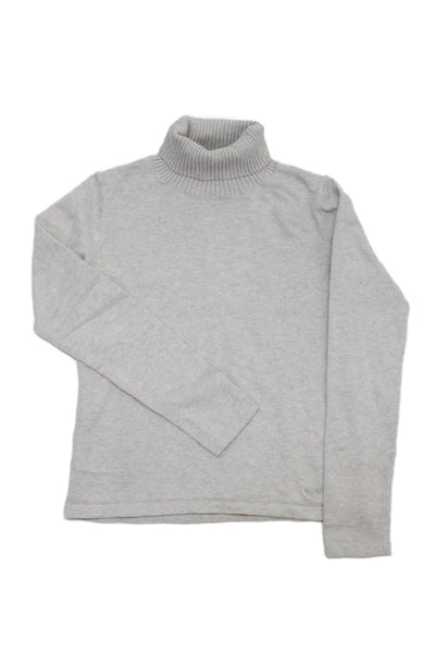 Mayoral Girls Turtleneck Long Sleeve Rib Knit Top Gray Size 07