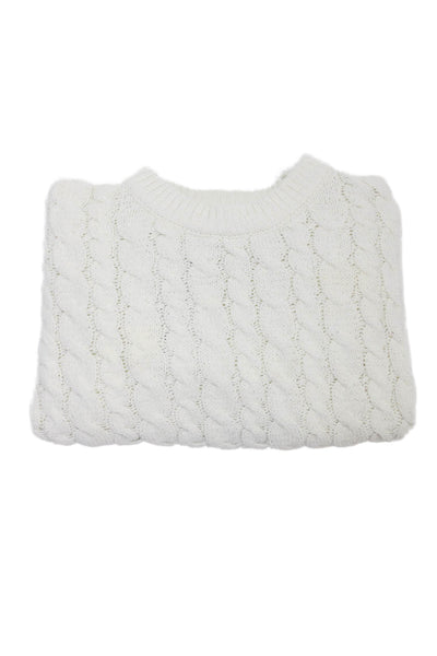Zara Girls Round Neck Long Sleeve Knit Sweater Cream Size 6-7Y