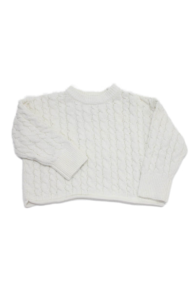 Zara Girls Round Neck Long Sleeve Knit Sweater Cream Size 6-7Y