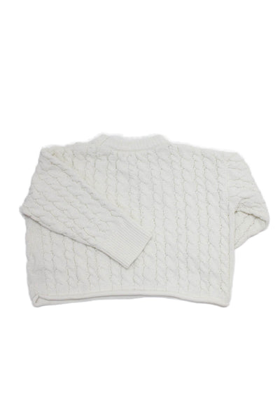 Zara Girls Round Neck Long Sleeve Knit Sweater Cream Size 6-7Y