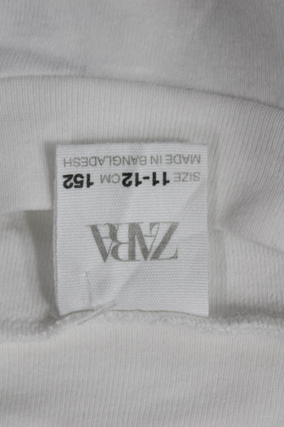 Zara Girls Round Neck Long Sleeve Knit Casual Top White Size 12Y