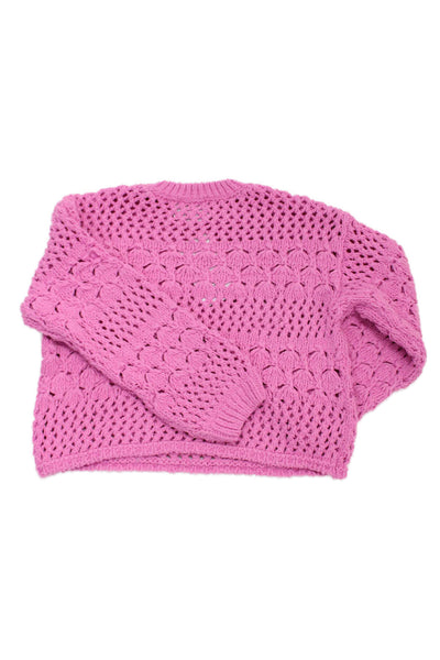 Zara Girls Long Sleeve Round Neck Knit Sweater Pink Size 9-10Y