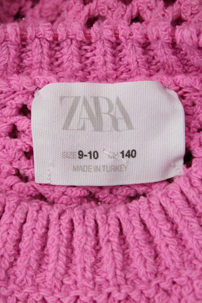 Zara Girls Long Sleeve Round Neck Knit Sweater Pink Size 9-10Y